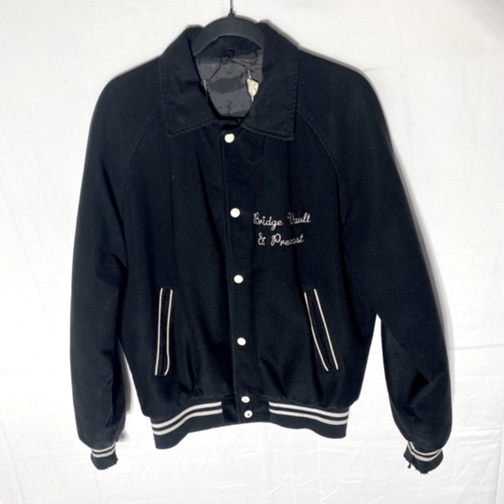 Vintage Black Textured Snap Front Bomber Style Light Jacket M - Picture 14 of 14